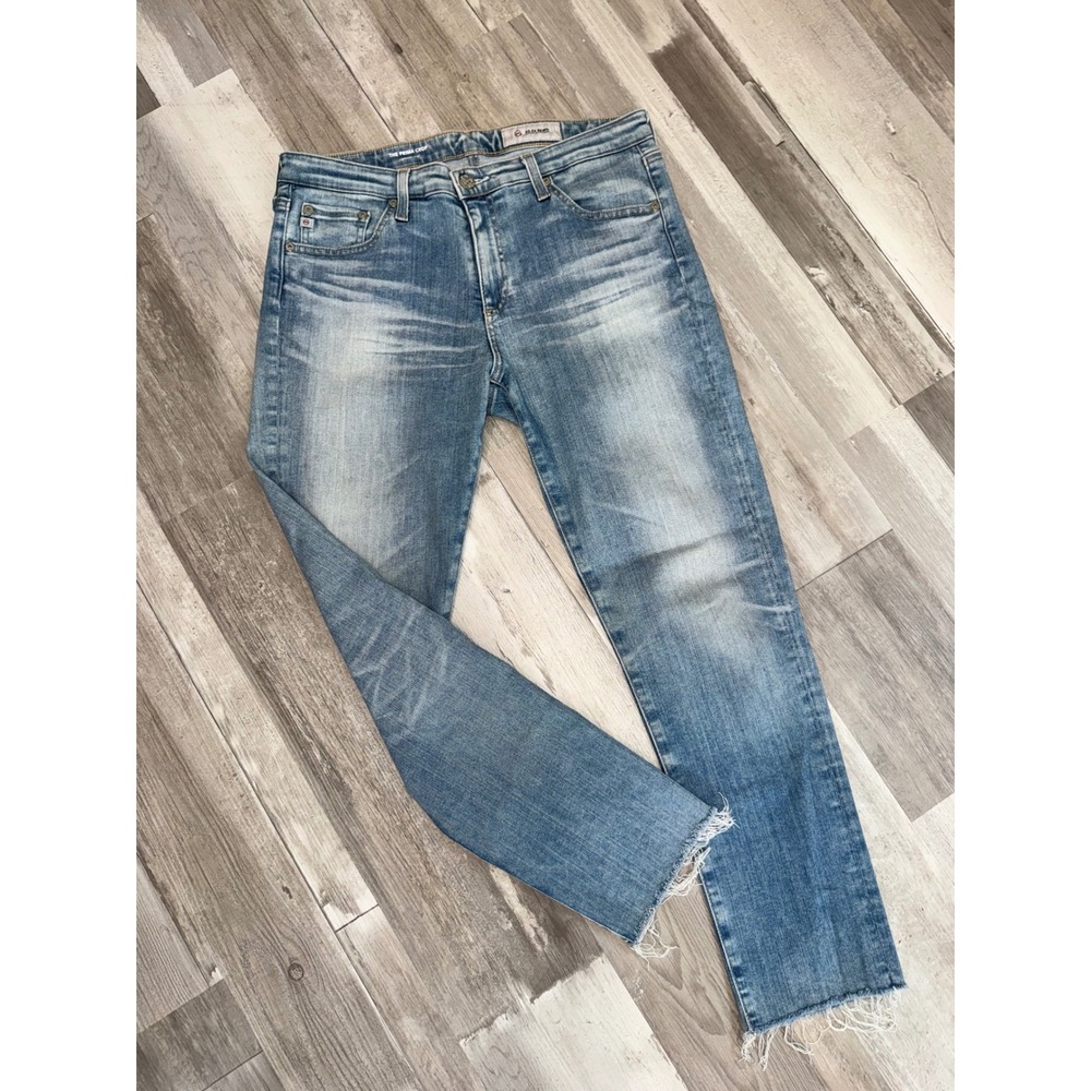 AG Adriano Goldschmied The Prima Crop Jeans Women Light Wash Raw Hem 30R